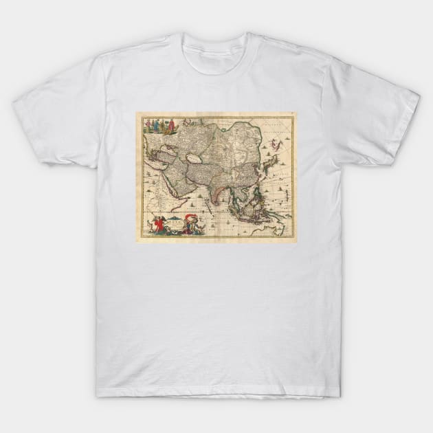 Vintage Map of Asia (1689) T-Shirt by Bravuramedia